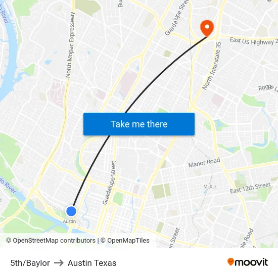 5th/Baylor to Austin Texas map