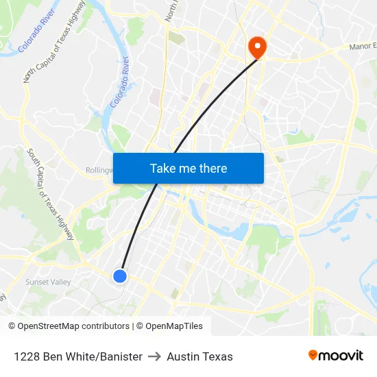 1228 Ben White/Banister to Austin Texas map