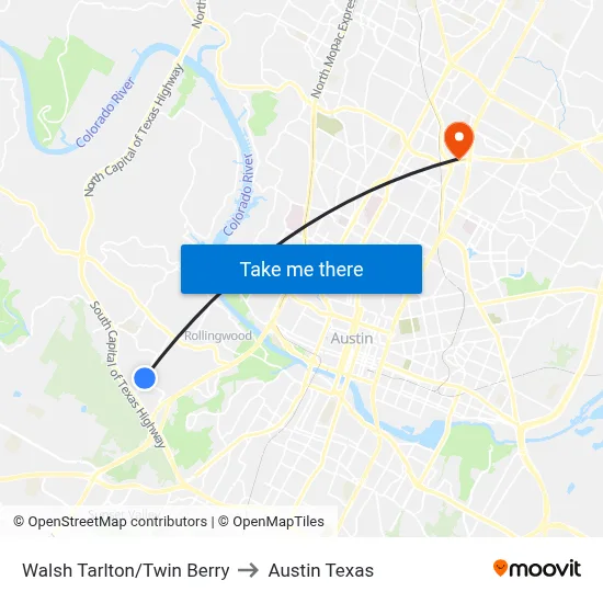 Walsh Tarlton/Twin Berry to Austin Texas map