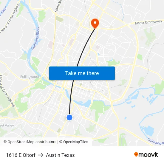1616 E Oltorf to Austin Texas map