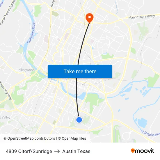 4809 Oltorf/Sunridge to Austin Texas map