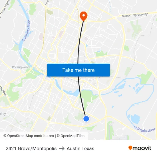 2421 Grove/Montopolis to Austin Texas map
