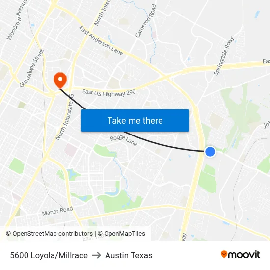 5600 Loyola/Millrace to Austin Texas map