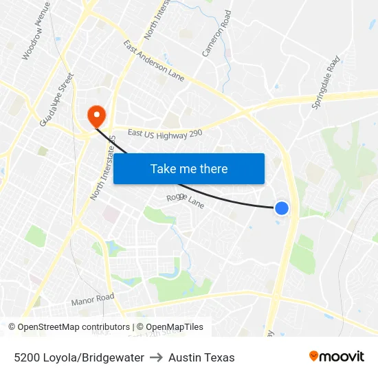 5200 Loyola/Bridgewater to Austin Texas map