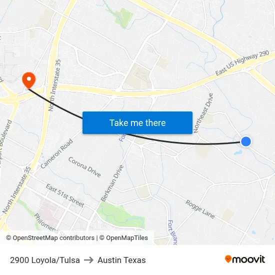 2900 Loyola/Tulsa to Austin Texas map