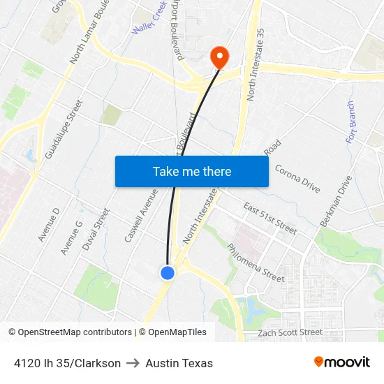 4120 Ih 35/Clarkson to Austin Texas map