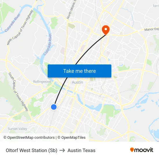 Oltorf West Station (Sb) to Austin Texas map