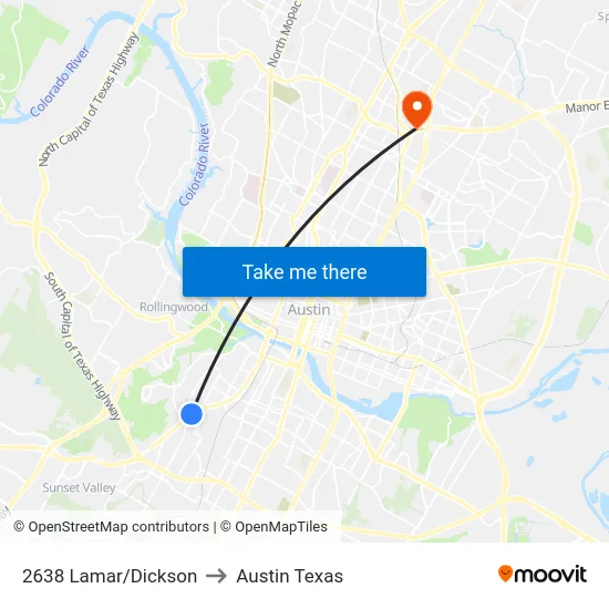 2638 Lamar/Dickson to Austin Texas map