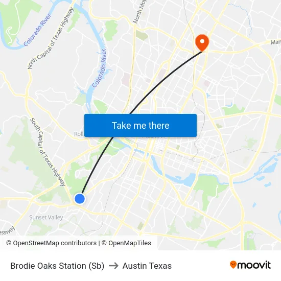 Brodie Oaks Station (Sb) to Austin Texas map