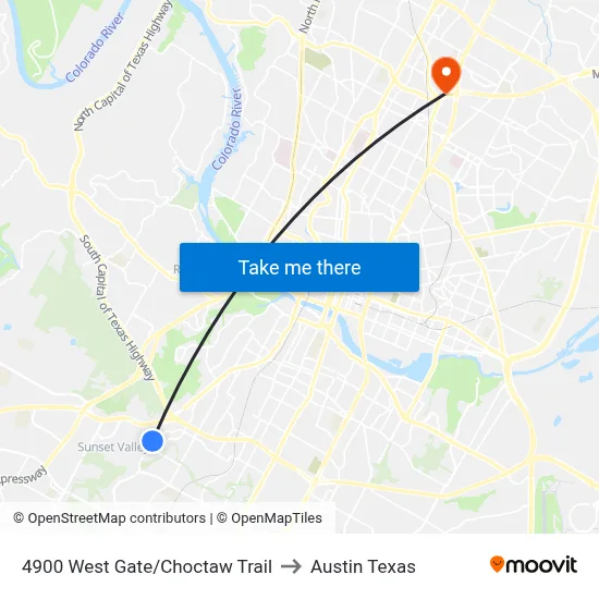 4900 West Gate/Choctaw Trail to Austin Texas map