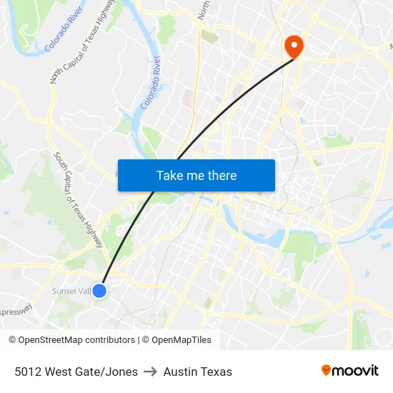 5012 West Gate/Jones to Austin Texas map