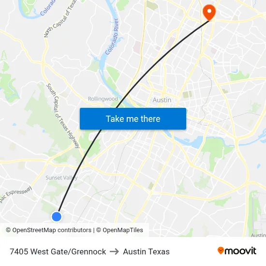 7405 West Gate/Grennock to Austin Texas map