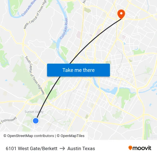 6101 West Gate/Berkett to Austin Texas map