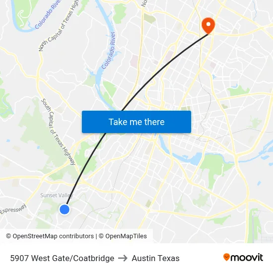 5907 West Gate/Coatbridge to Austin Texas map