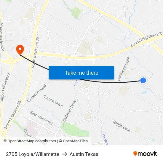 2705 Loyola/Willamette to Austin Texas map