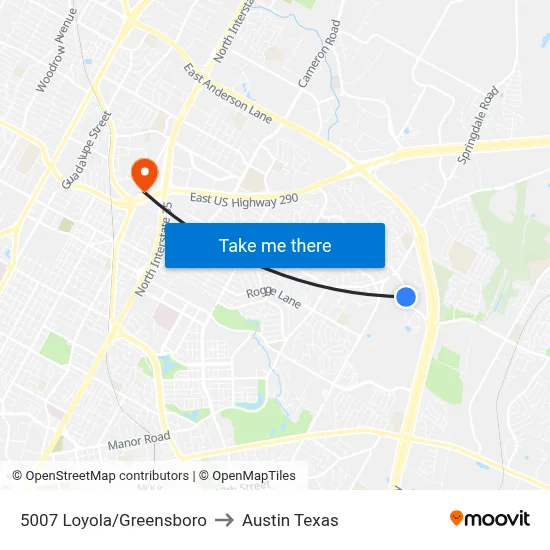 5007 Loyola/Greensboro to Austin Texas map