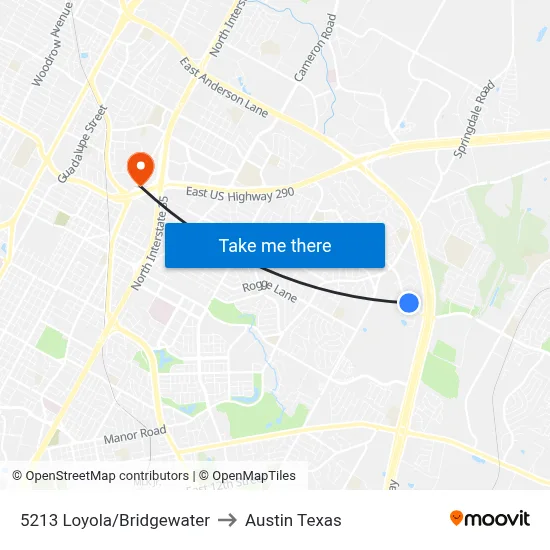 5213 Loyola/Bridgewater to Austin Texas map