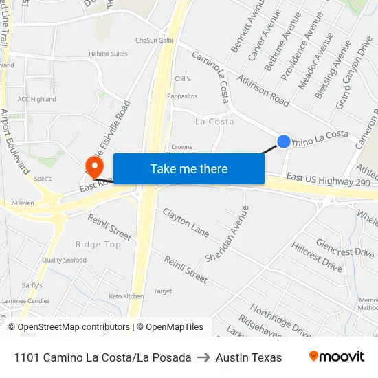 1101 Camino La Costa/La Posada to Austin Texas map