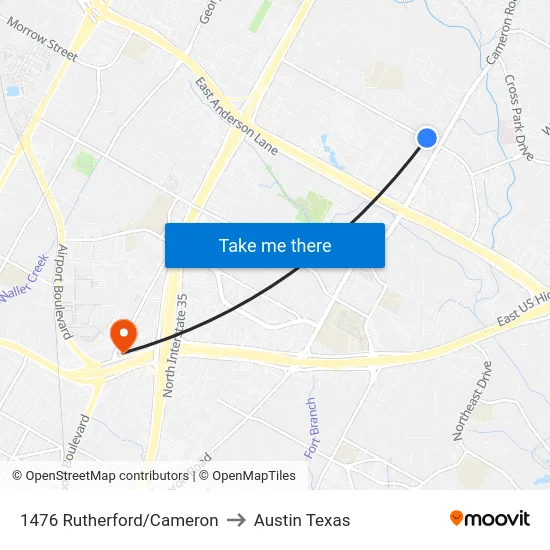 1476 Rutherford/Cameron to Austin Texas map