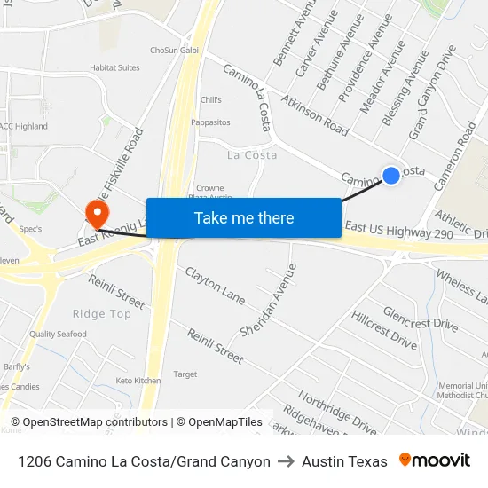 1206 Camino La Costa/Grand Canyon to Austin Texas map