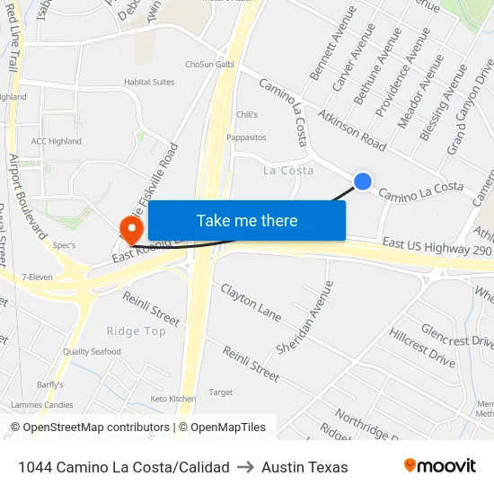 1044 Camino La Costa/Calidad to Austin Texas map