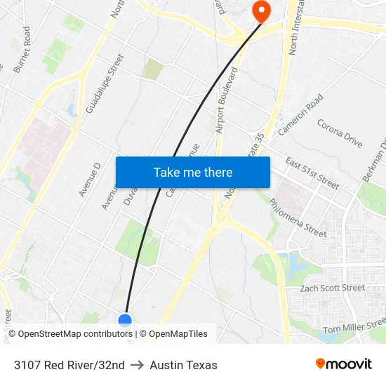 3107 Red River/32nd to Austin Texas map