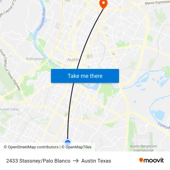2433 Stassney/Palo Blanco to Austin Texas map