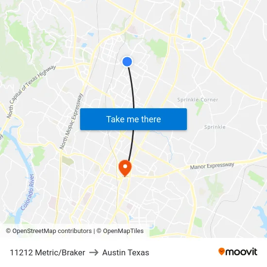 11212 Metric/Braker to Austin Texas map