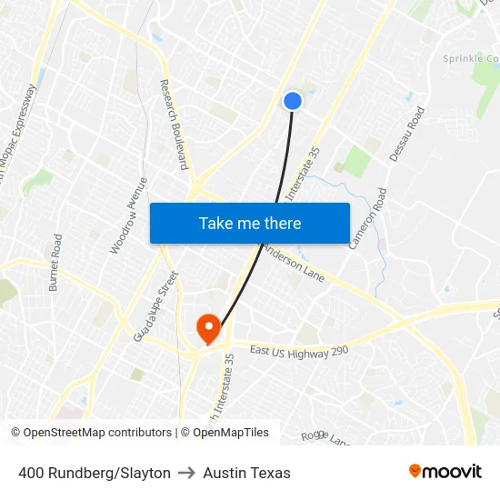 400 Rundberg/Slayton to Austin Texas map