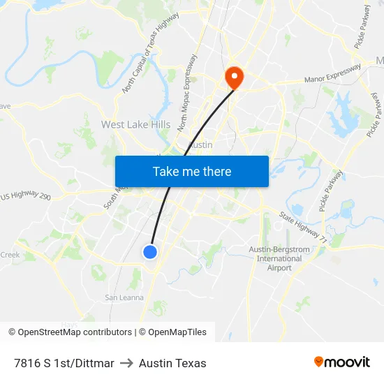 7816 S 1st/Dittmar to Austin Texas map