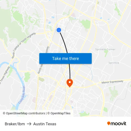 Braker/Ibm to Austin Texas map