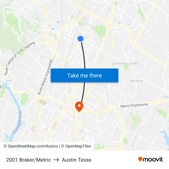 2001 Braker/Metric to Austin Texas map