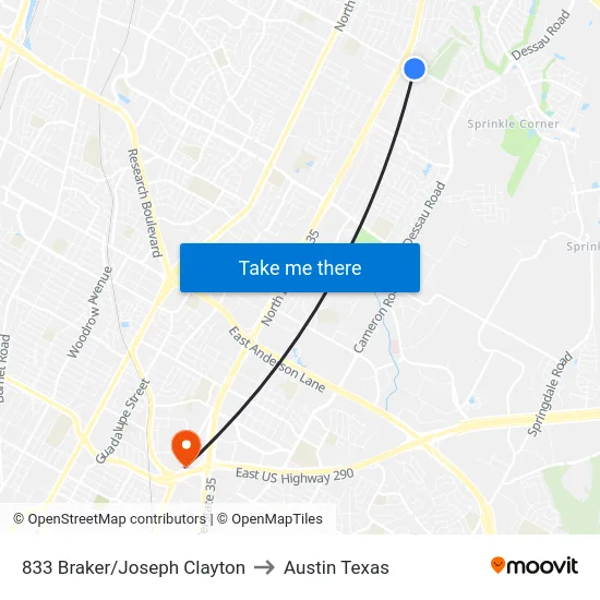 833 Braker/Joseph Clayton to Austin Texas map