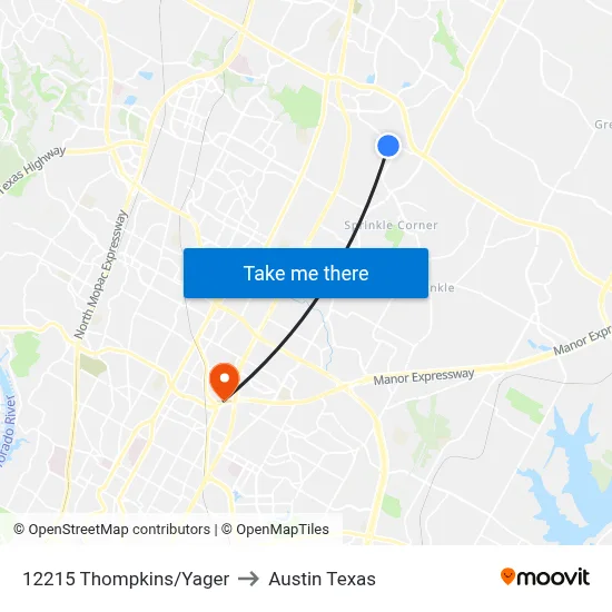 12215 Thompkins/Yager to Austin Texas map