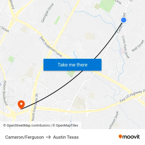 Cameron/Ferguson to Austin Texas map
