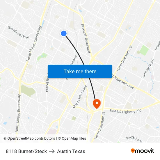 8118 Burnet/Steck to Austin Texas map