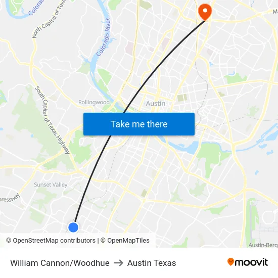 William Cannon/Woodhue to Austin Texas map