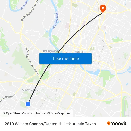 2810 William Cannon/Deaton Hill to Austin Texas map
