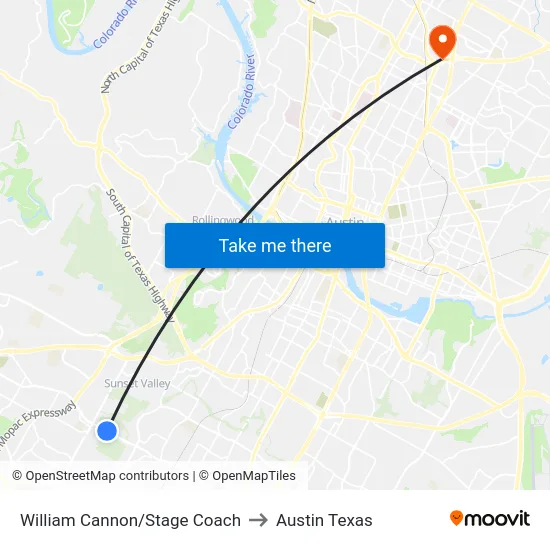 William Cannon/Stage Coach to Austin Texas map