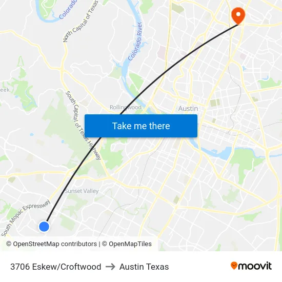 3706 Eskew/Croftwood to Austin Texas map