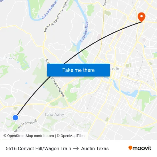 5616 Convict Hill/Wagon Train to Austin Texas map