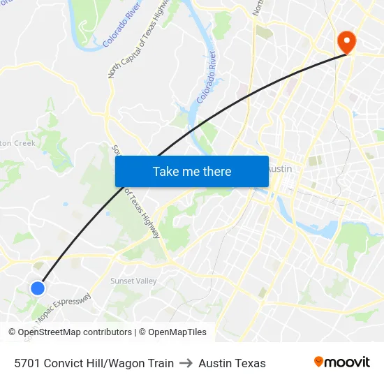 5701 Convict Hill/Wagon Train to Austin Texas map