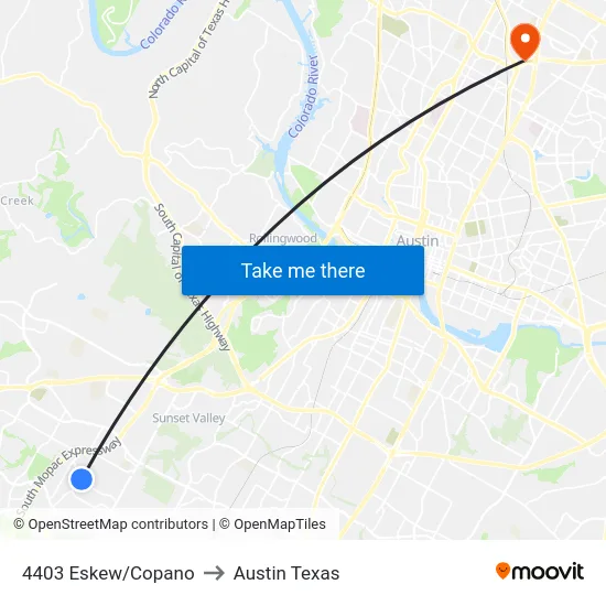 4403 Eskew/Copano to Austin Texas map