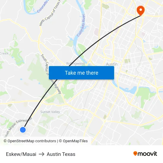 Eskew/Mauai to Austin Texas map
