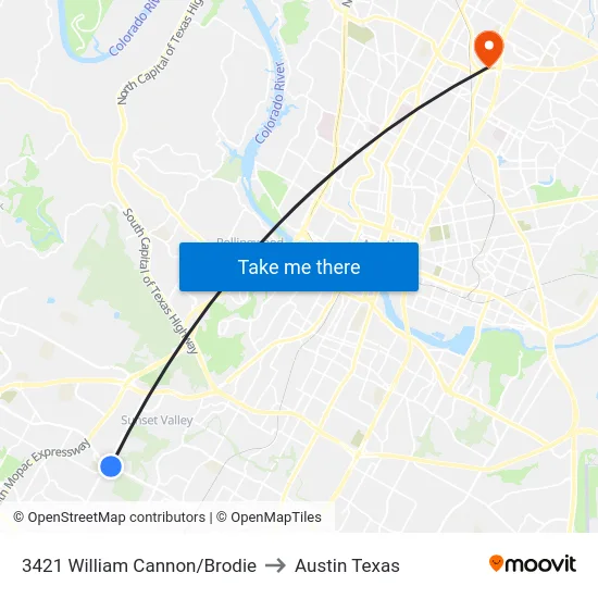 3421 William Cannon/Brodie to Austin Texas map