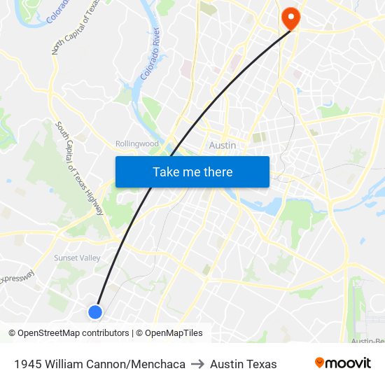 1945 William Cannon/Menchaca to Austin Texas map