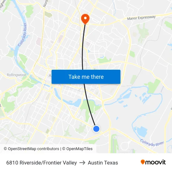 6810 Riverside/Frontier Valley to Austin Texas map