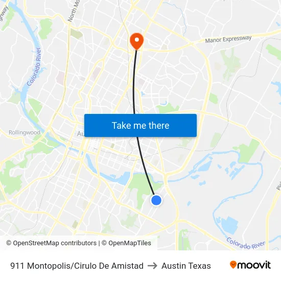 911 Montopolis/Cirulo De Amistad to Austin Texas map