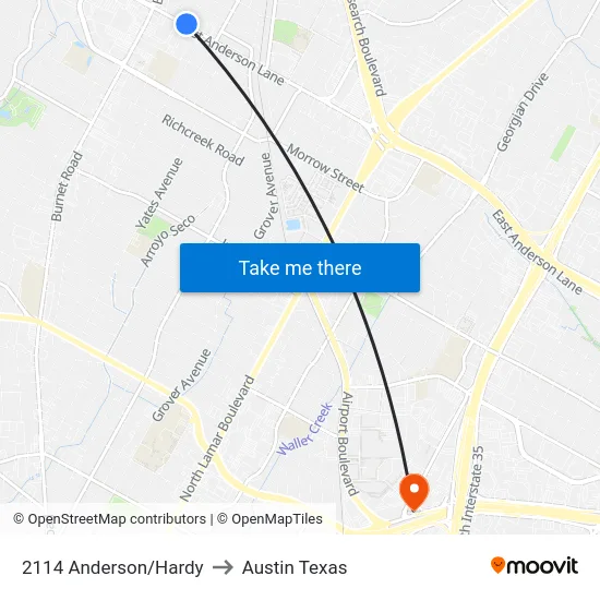 2114 Anderson/Hardy to Austin Texas map