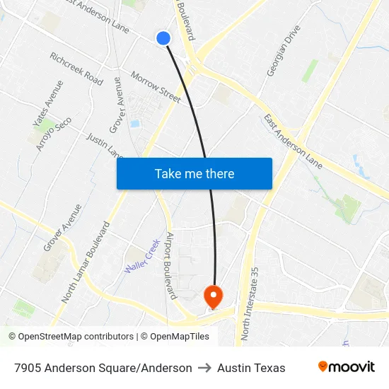 7905 Anderson Square/Anderson to Austin Texas map